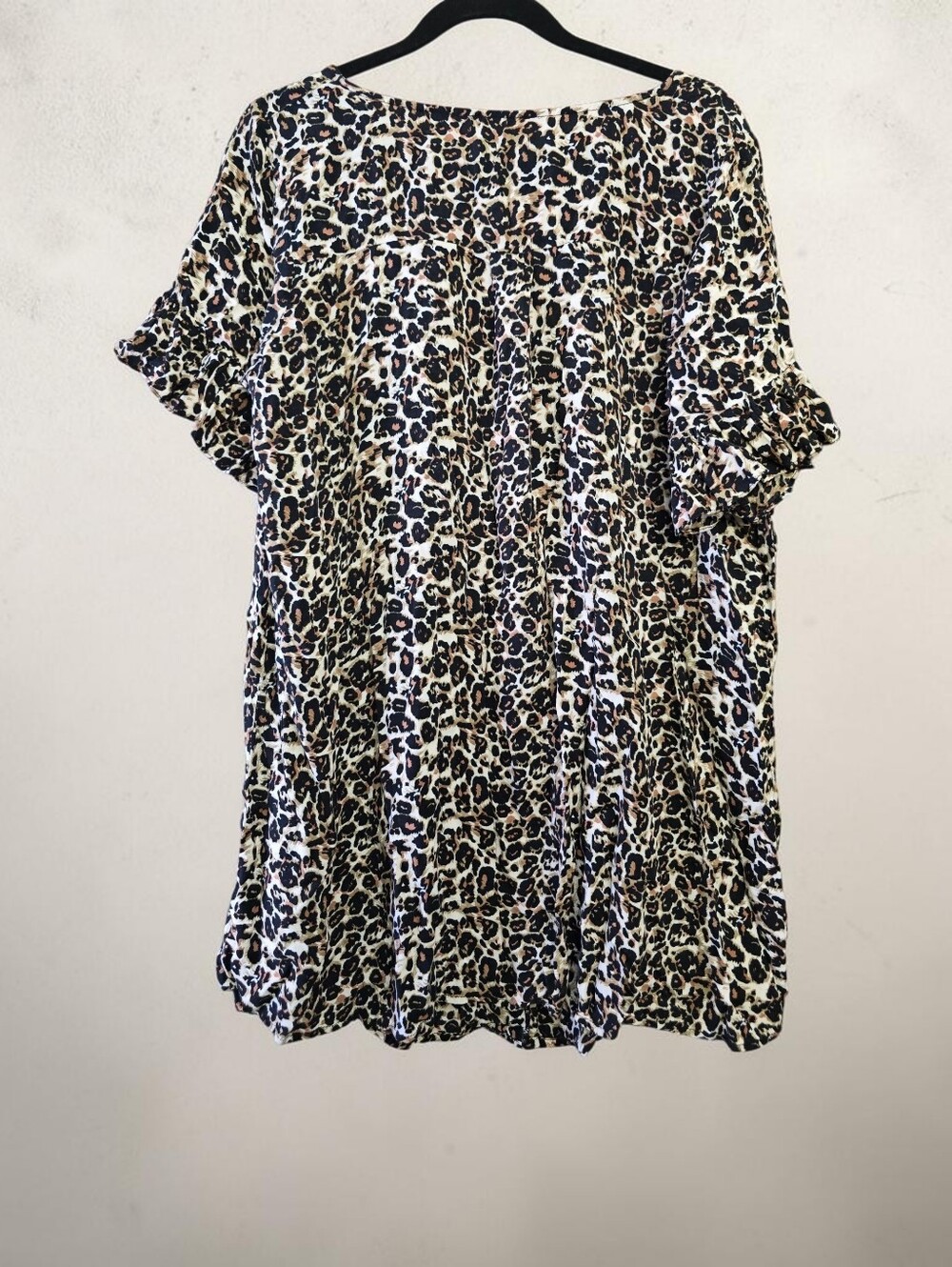 Umgee XL Leopard Print Button Down Tunic Top Ruffle Sleeve Boho - Picture 3 of 6